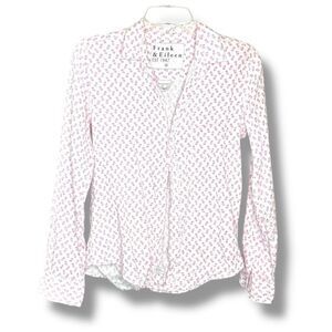 Frank & Eileen Barry Tailored Linen Button-Up Shirt in a Pink Pineapple Print XS